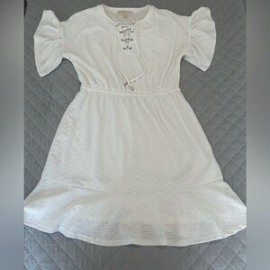 Michael Kors White Eyelet Lace-Up Dress